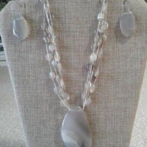 Grey Agate Necklace & Earring Set NWOT